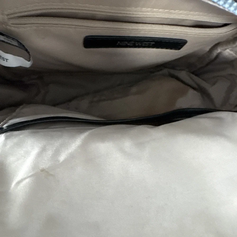 Nine West Color block Mini Backpack Beige, Black, & Cream